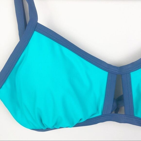 XHILARATION | NEW Teal & Navy Bathing Suit Bikini Swim Top Women’s Size D/DD - Picture 3 of 8